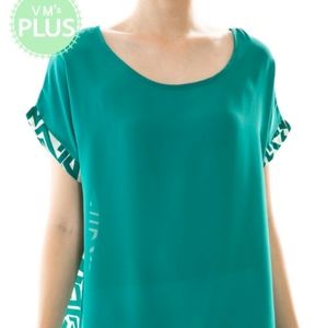 Plus Size Aztec High Low Print Top